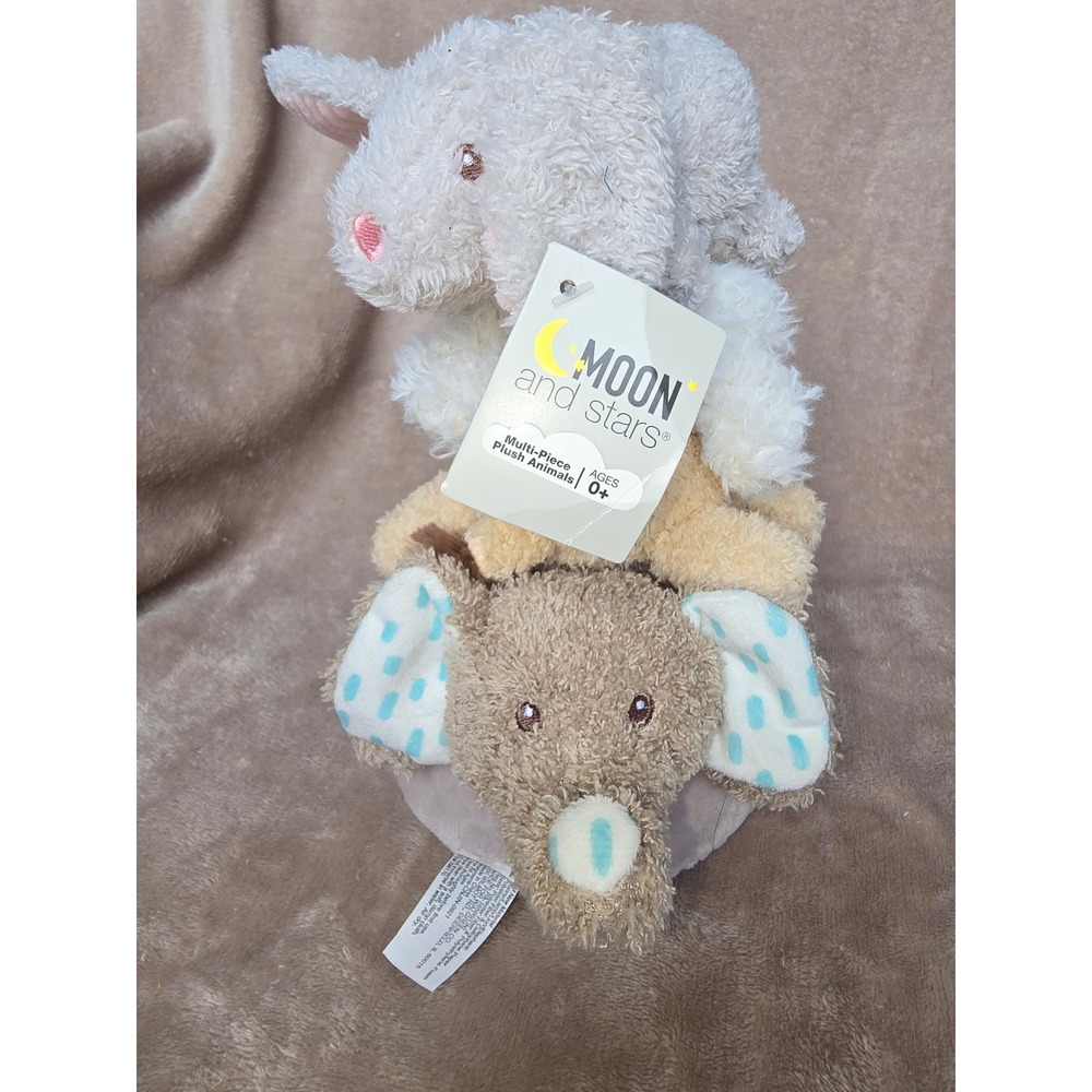 Moon and Stars Multi Plush Animals Stacker Set Bunny Lamb Lion Elephant NEW